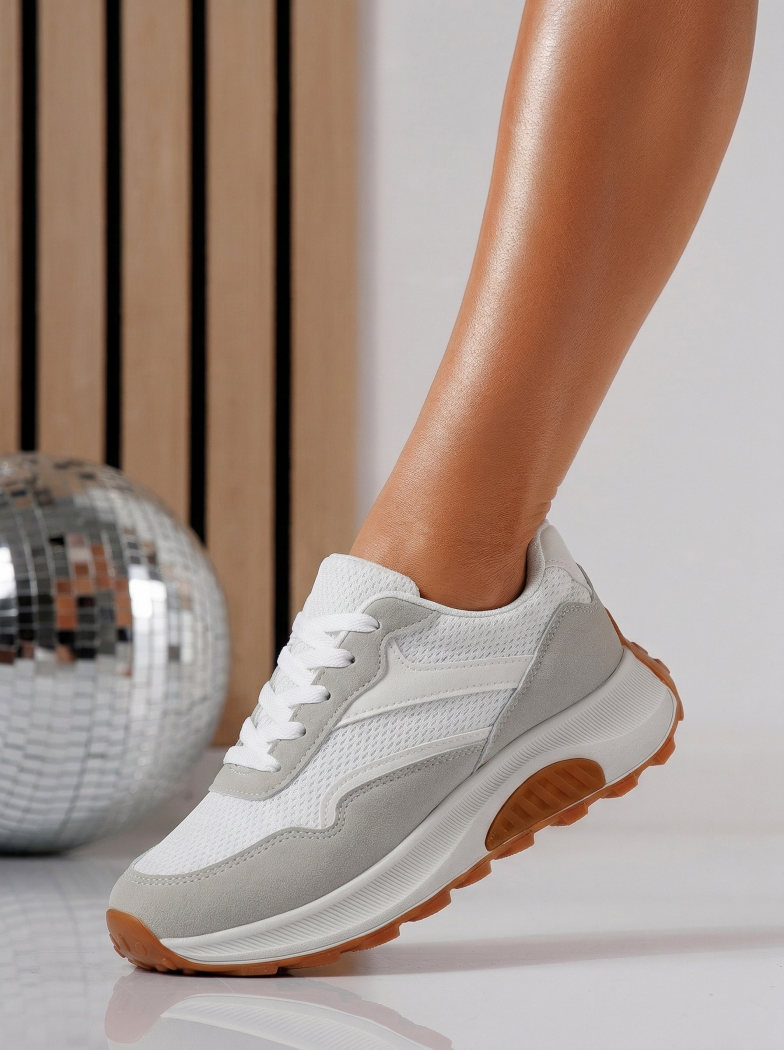 Adidasi dama albi  din material textil Agatha3 #24582