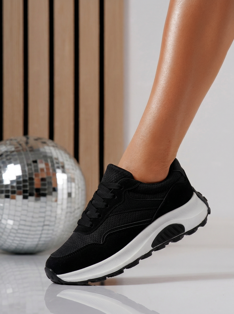 Adidasi dama negri din material textil Agatha3 #24581