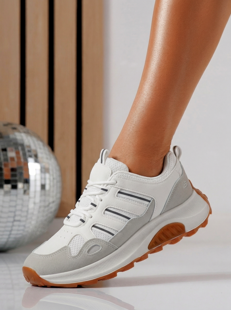 Adidasi dama albi din material textil Agatha2 #24579