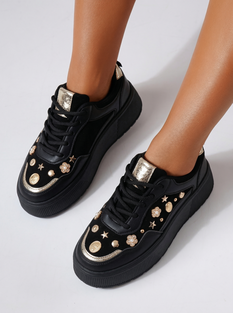 Adidasi dama negri din piele ecologica intoarsa Diana2 #24601