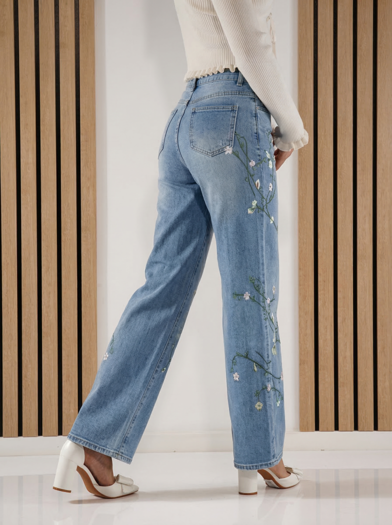 Blugi Wide Leg Dama Zinna Albastri #A1415