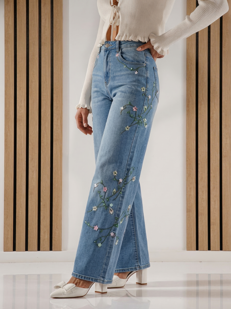 Blugi Wide Leg Dama Zinna Albastri #A1415