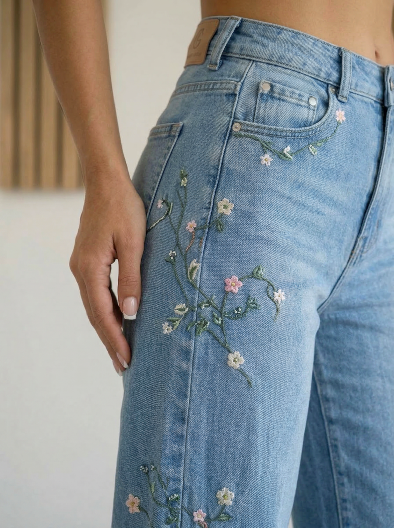 Blugi Wide Leg Dama Zinna Albastri #A1415