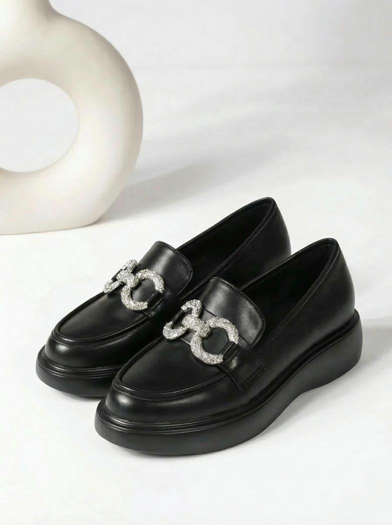 Pantofi casual dama negri din piele ecologica Ella #18317