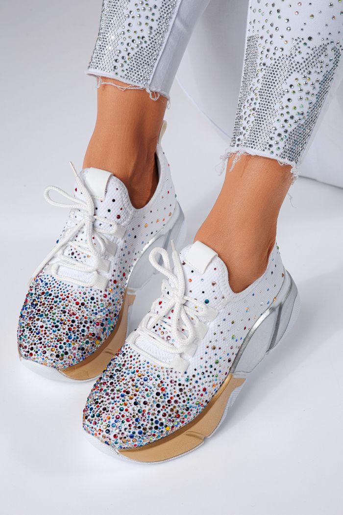 Adidasi dama albi din material textil Maria #24608