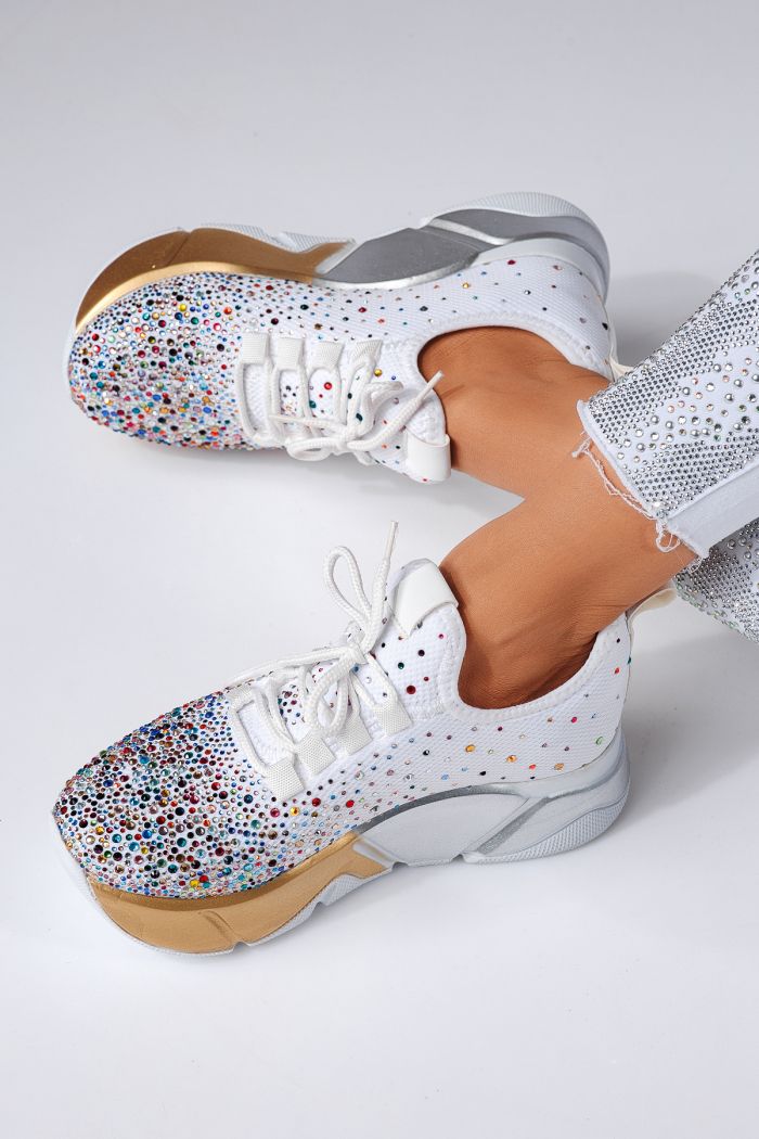 Adidasi dama albi din material textil Maria #24608