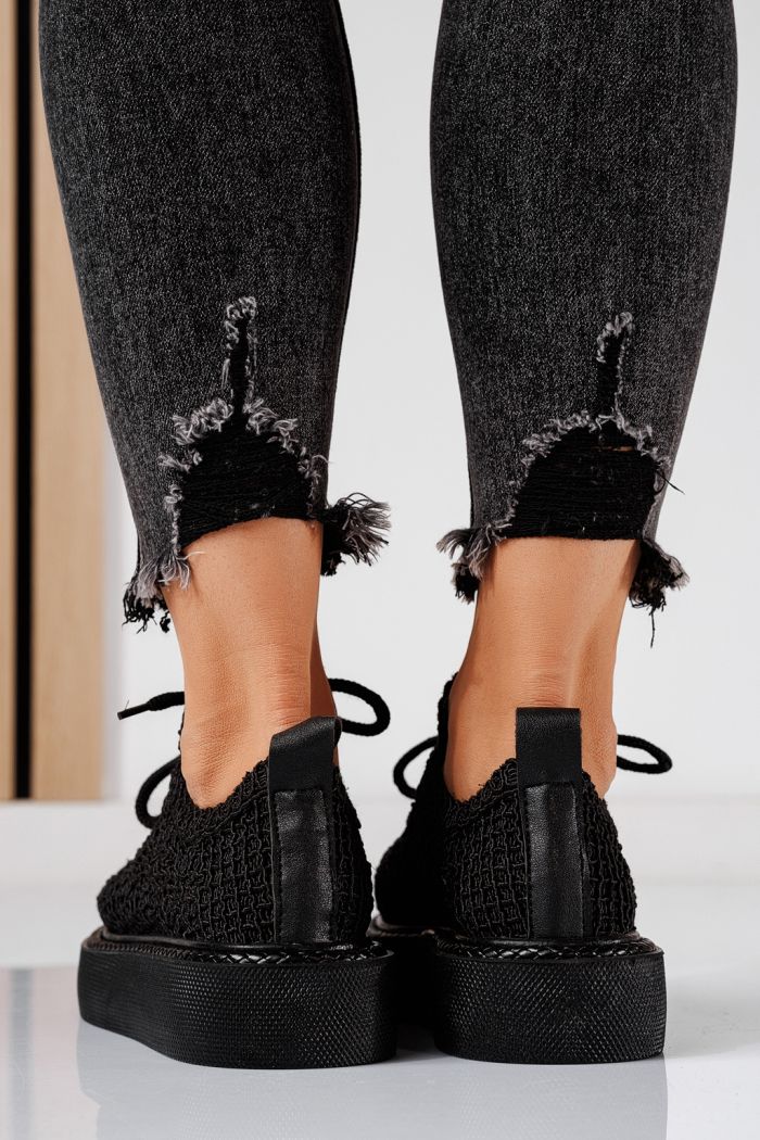 Pantofi casual dama negri din material textil Asha #24613