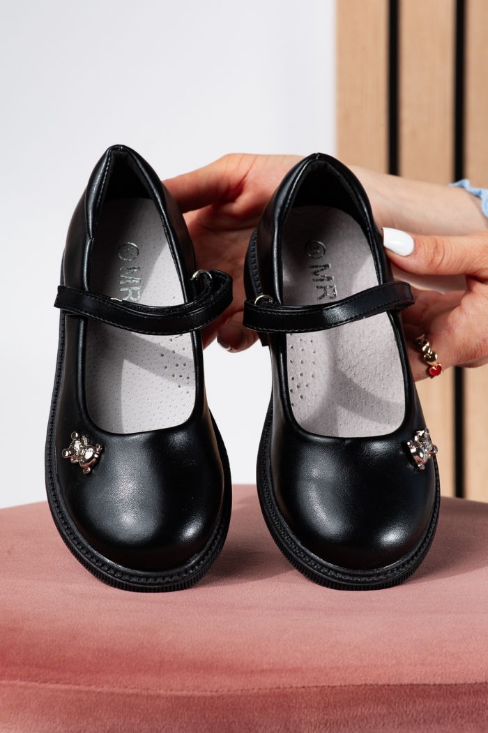 Pantofi fete negri din piele ecologica Maria #24632