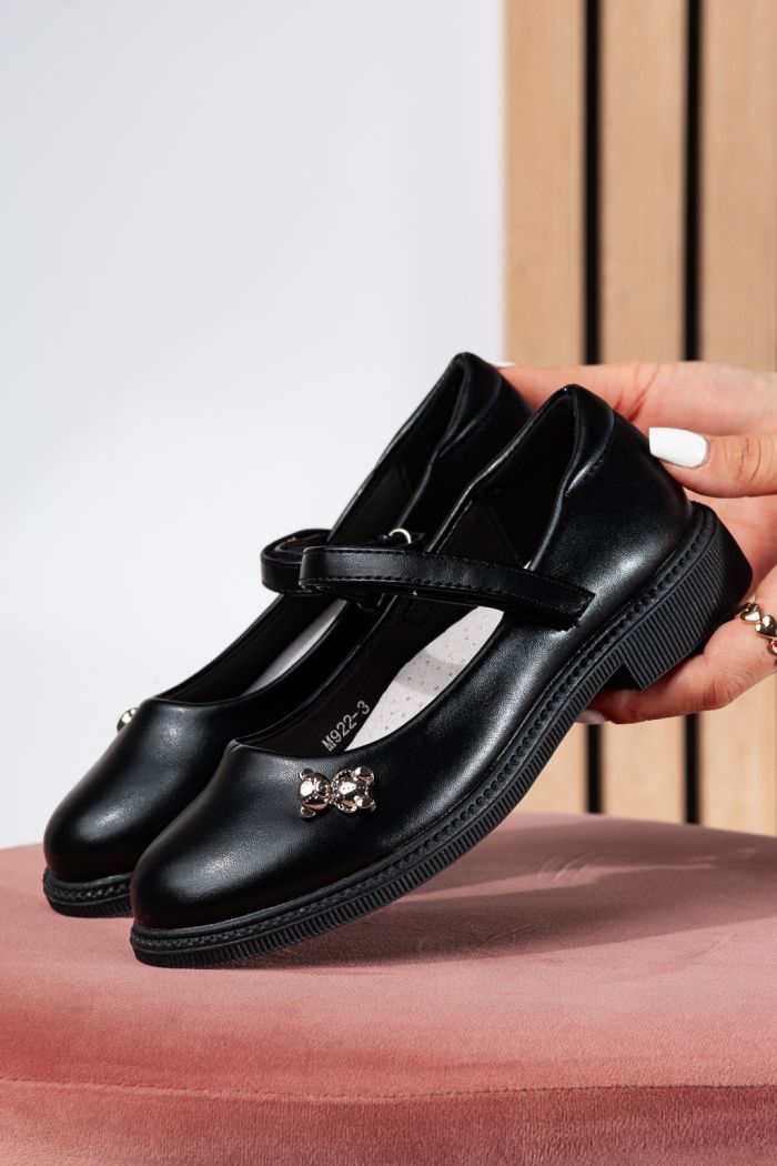Pantofi fete negri din piele ecologica Maria #24632