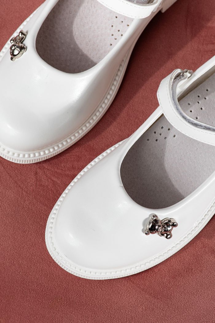Pantofi fete albi din piele ecologica Maria #24633