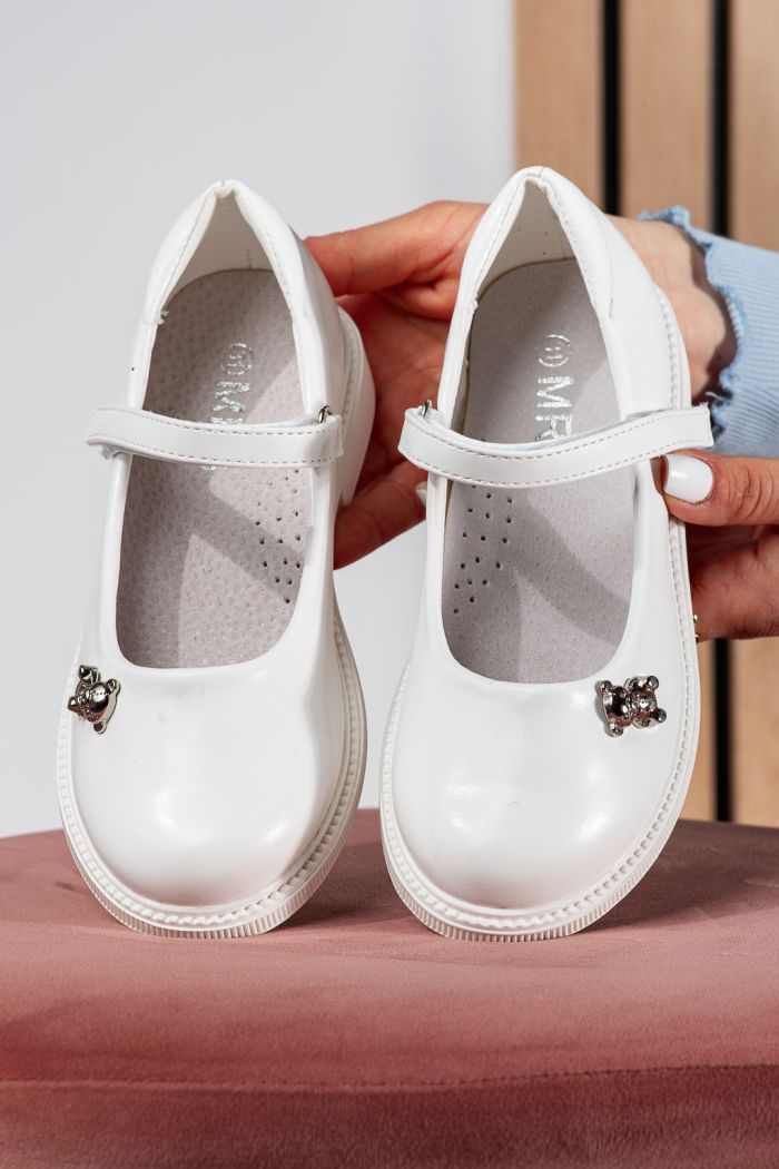 Pantofi fete albi din piele ecologica Maria #24633