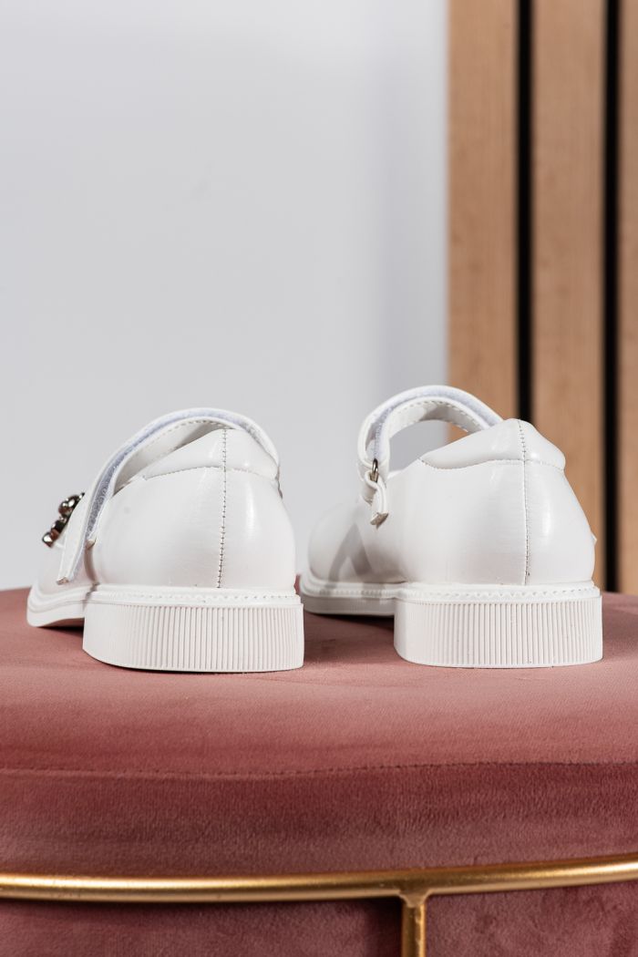 Pantofi fete albi din piele ecologica Maria2 #24636