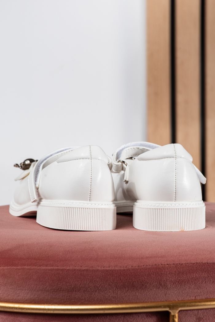Pantofi fete albi din piele ecologica Alina2 #24638