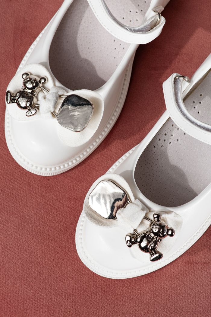 Pantofi fete albi din piele ecologica Alina2 #24638