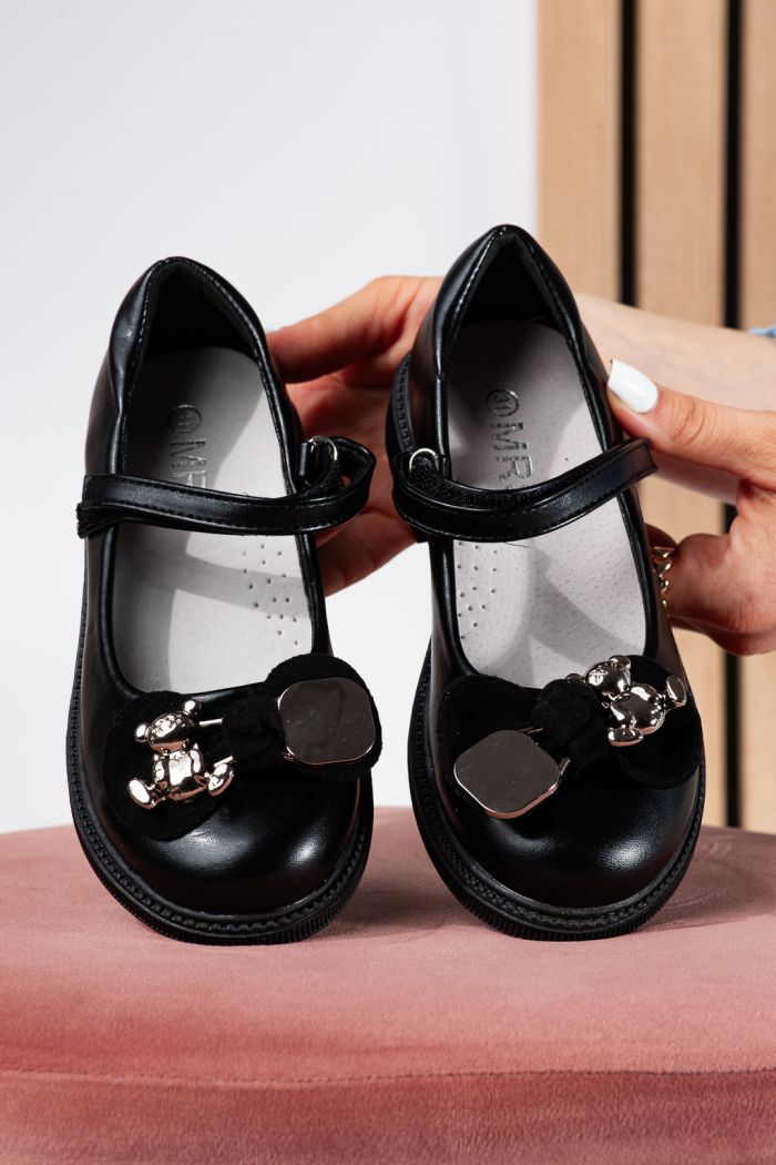 Pantofi fete negri din piele ecologica Alina2 #24640