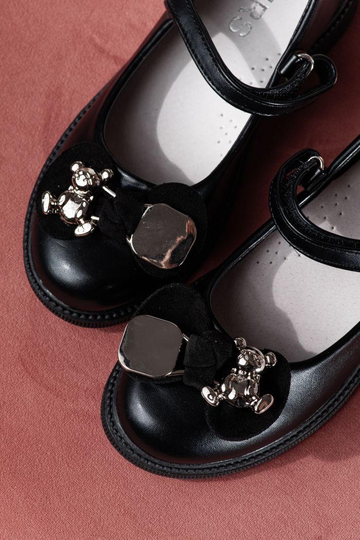 Pantofi fete negri din piele ecologica Alina2 #24640