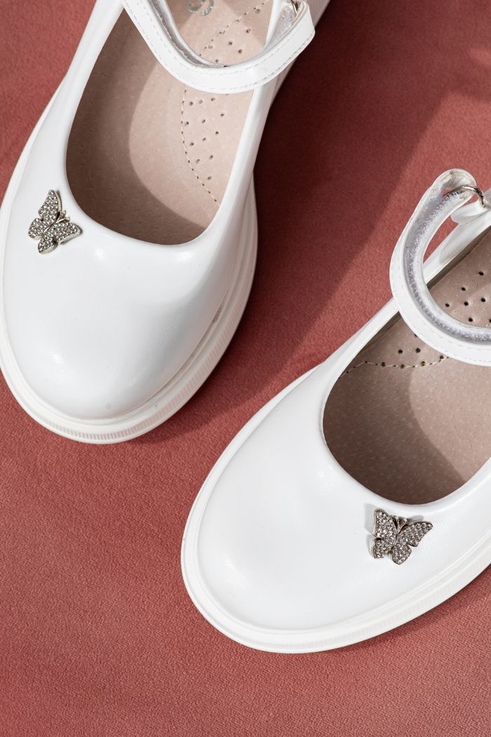 Pantofi fete albi din piele ecologica Sara2 #24648