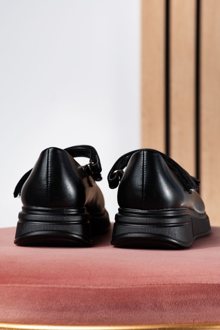 Pantofi fete negri din piele ecologica Alis2 #24650