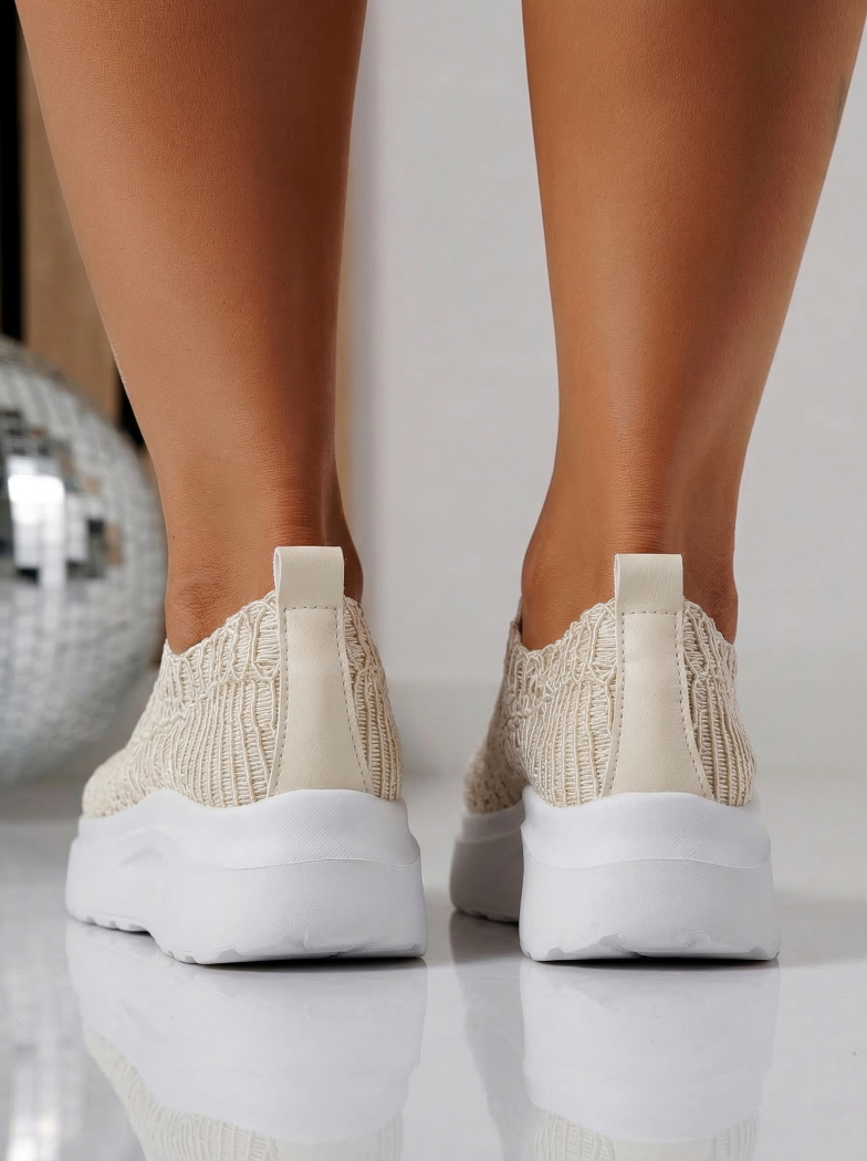 Adidasi dama bej din material textil Yuri #24657