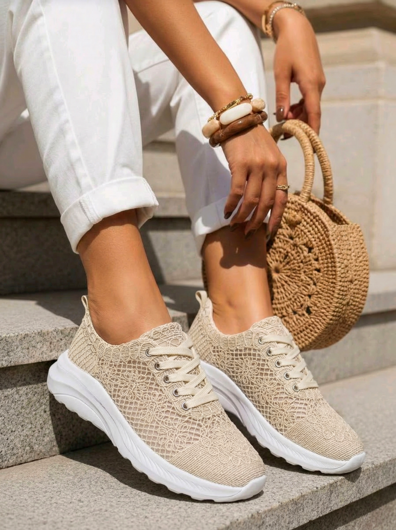 Adidasi dama bej din material textil Yuri #24657