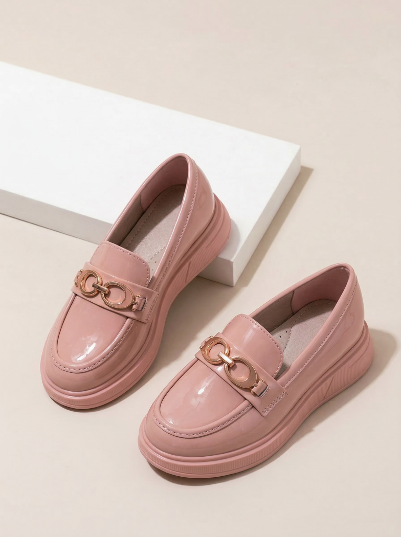 Pantofi fete roz din piele ecologica lacuita Andreina #24628