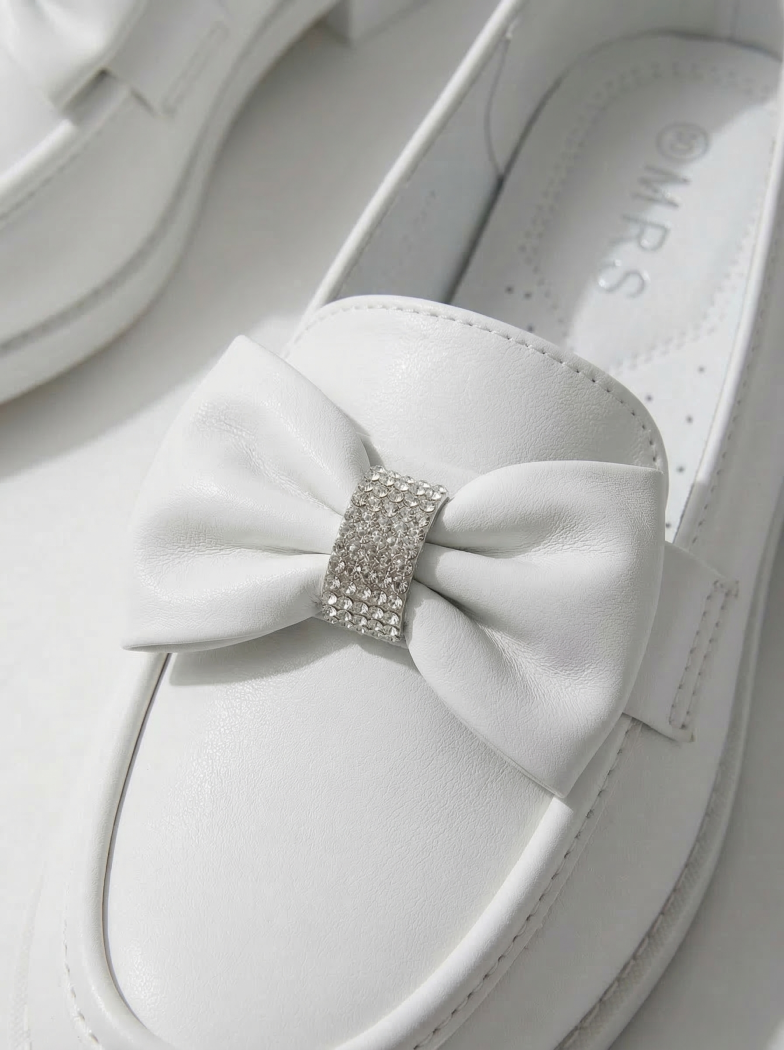Pantofi fete albi din piele ecologica Alda #24616