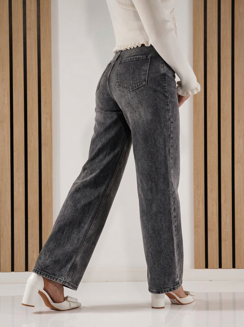 Blugi Wide Leg Dama Isra Gri #A1421