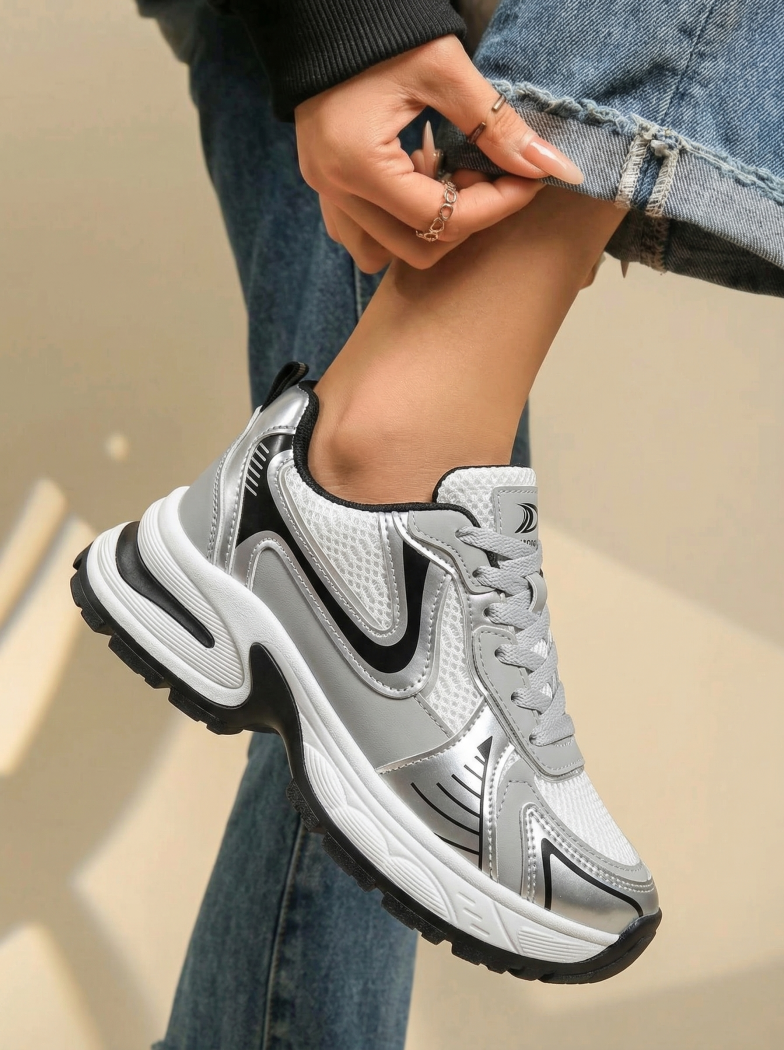 Adidasi dama argintii din piele ecologica Lumi #20105