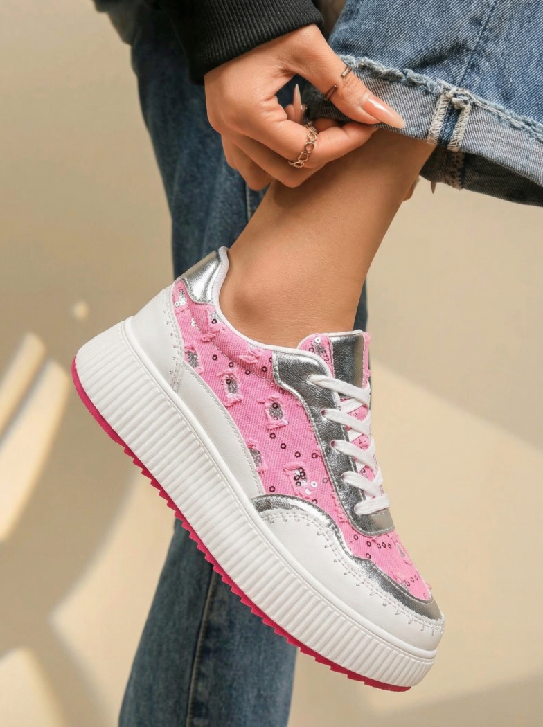 Adidasi dama roz din piele ecologica Mara #18123