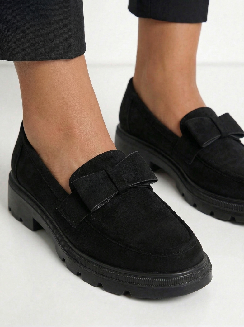 Pantofi casual dama negri din piele ecologica intoarsa Brielle #24664