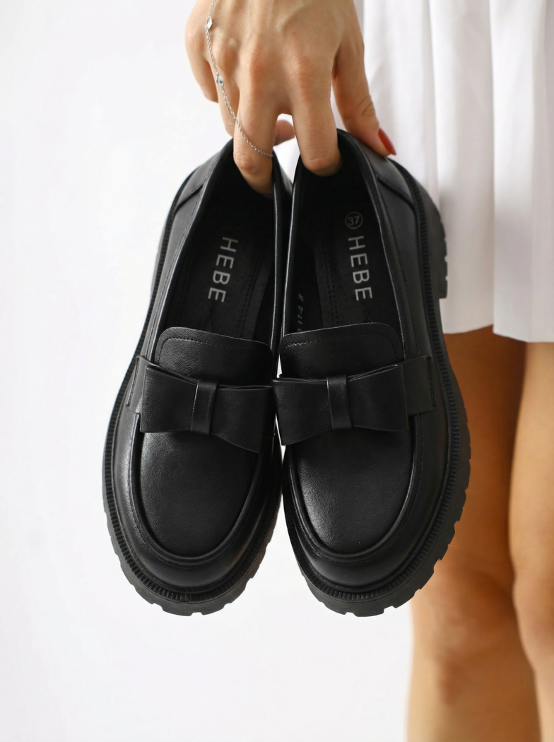 Pantofi casual dama negri din piele ecologica Brielle #24663