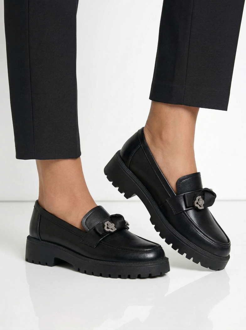 Pantofi casual dama negri din piele ecologica Elaris #24671