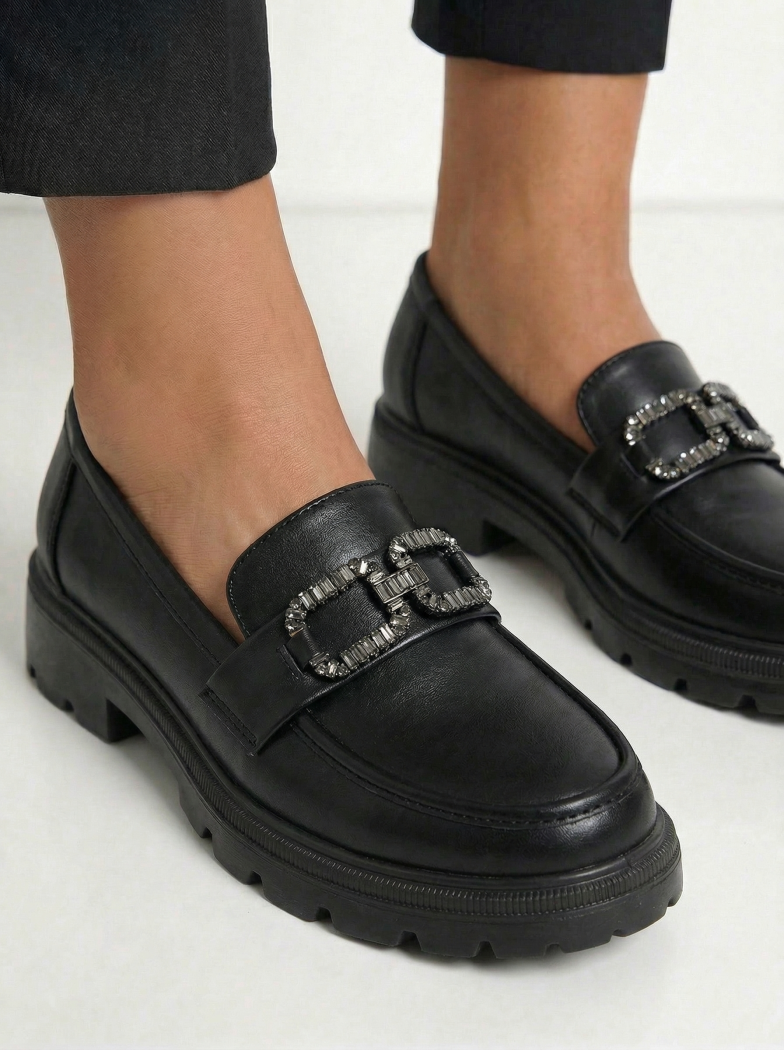 Pantofi casual dama negri din piele ecologica Zafira #24668