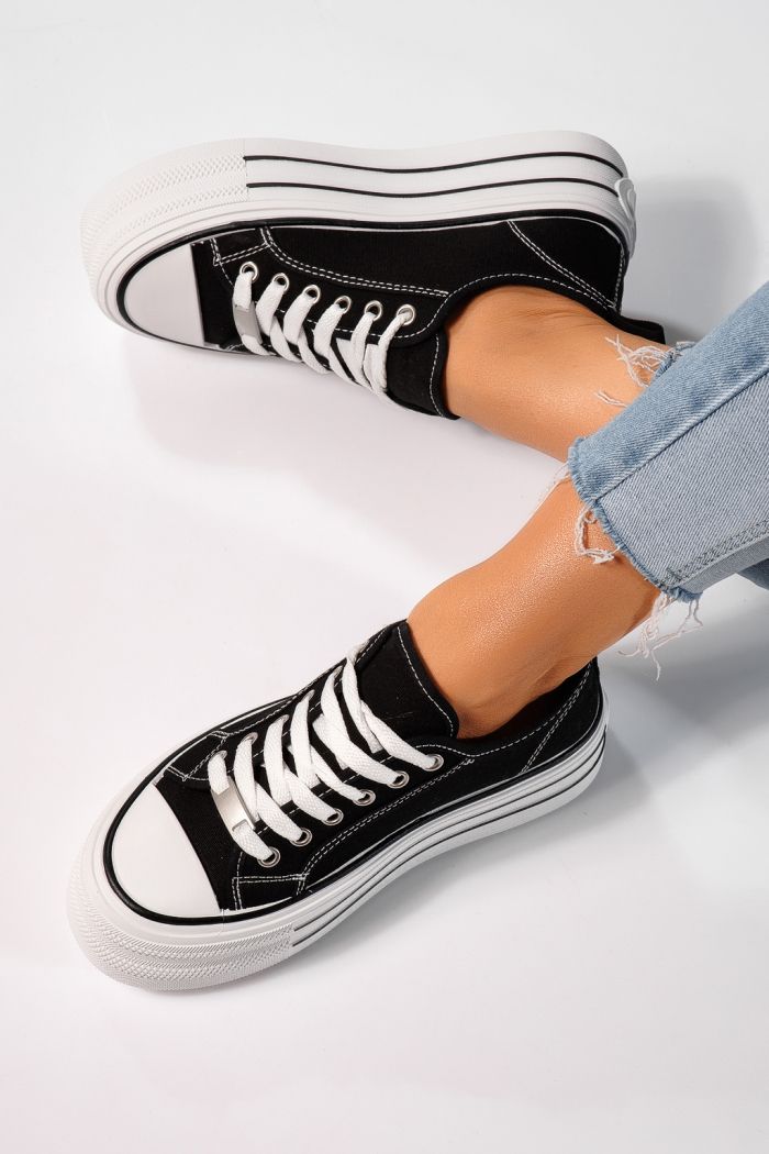 Adidasi dama negri din material textil Sophia #24727