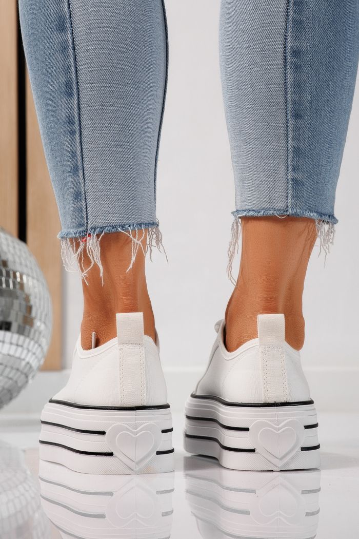 Adidasi dama albi din material textil Sophia #24728