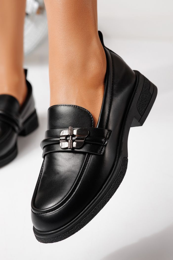 Pantofi casual dama negri din piele ecologica Calista #24897