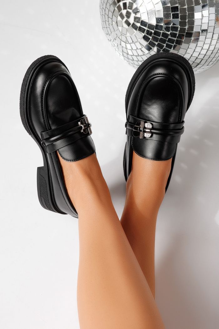 Pantofi casual dama negri din piele ecologica Calista #24897