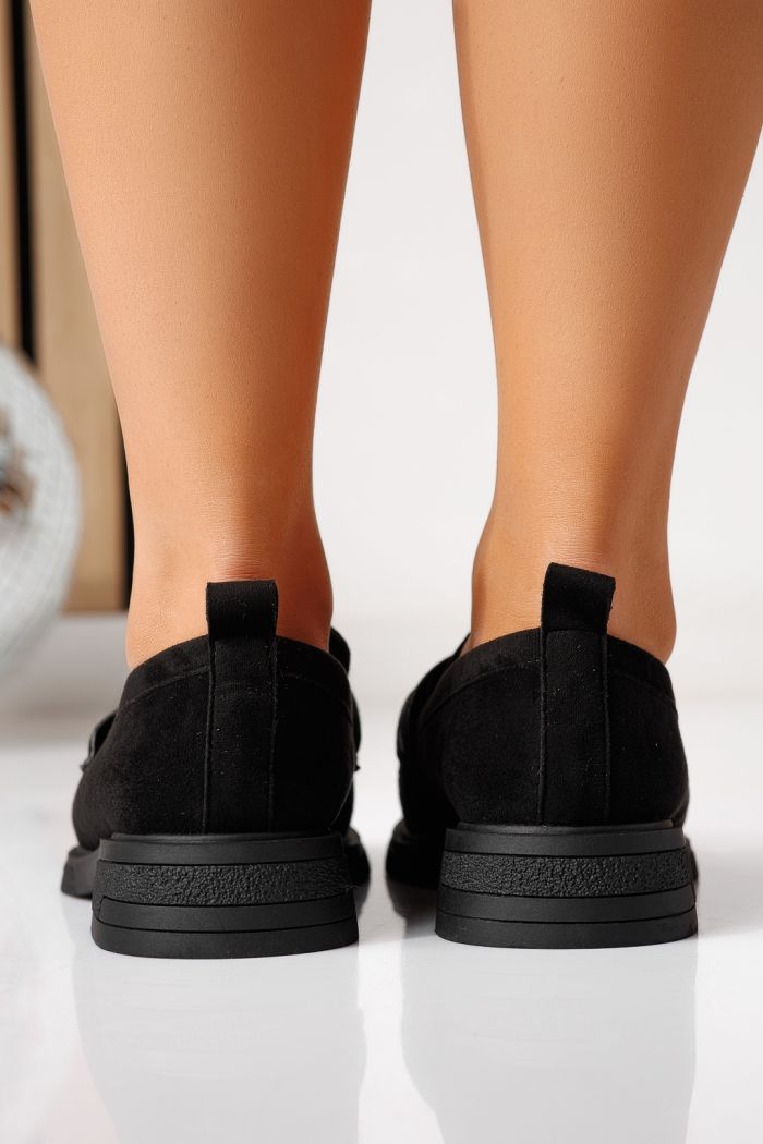 Pantofi casual dama negri din piele ecologica intoarsa Cassia #24903