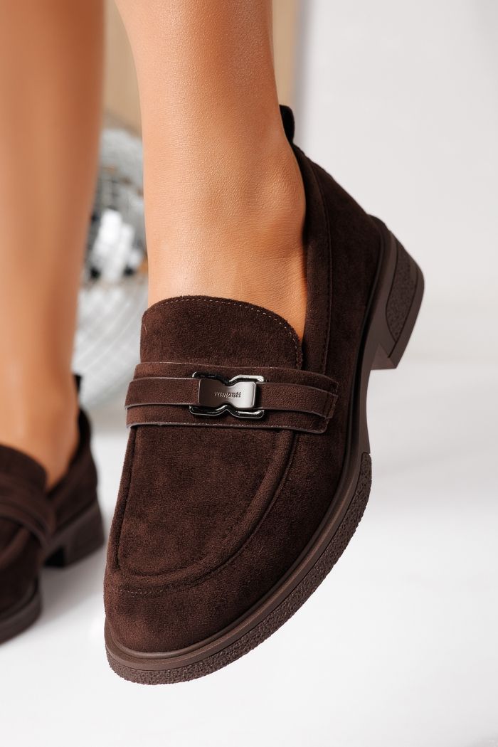 Pantofi casual dama maro din piele ecologica intoarsa Cassia #24900