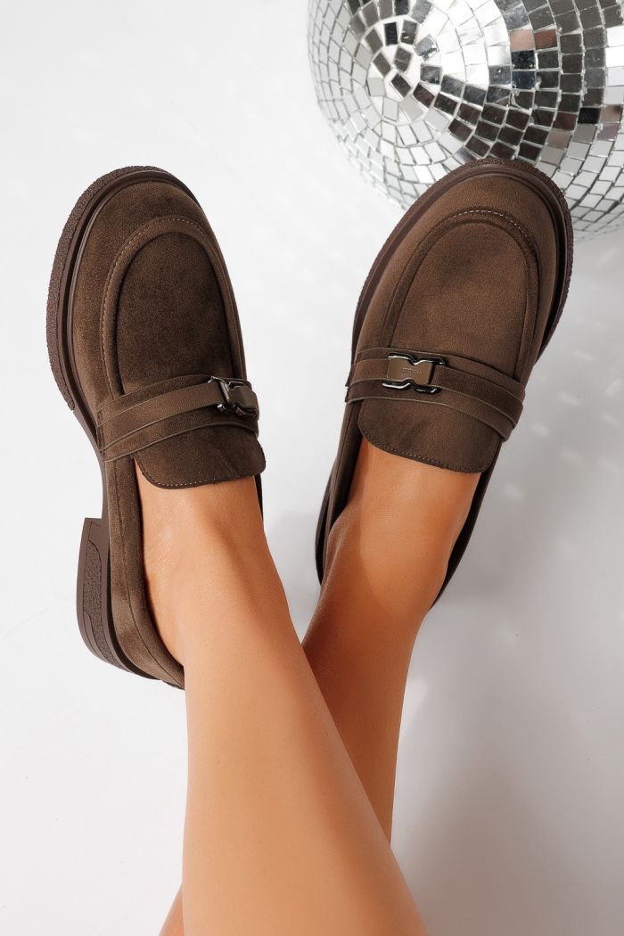 Pantofi casual dama maro din piele ecologica intoarsa Cassia #24901