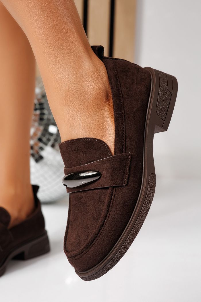 Pantofi casual dama maro din piele ecologica intoarsa Chiara #24906