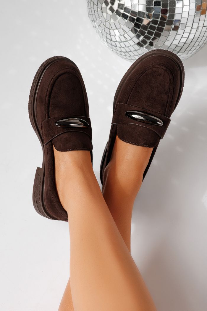 Pantofi casual dama maro din piele ecologica intoarsa Chiara #24906