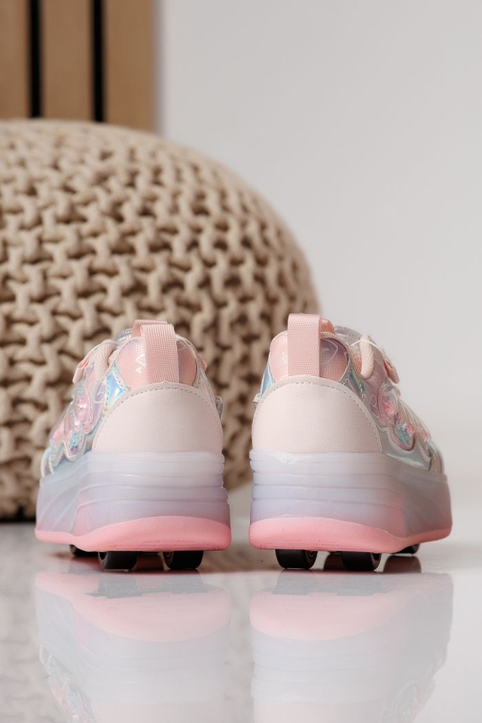 Adidasi cu role roz din material textil Helys3 #24869