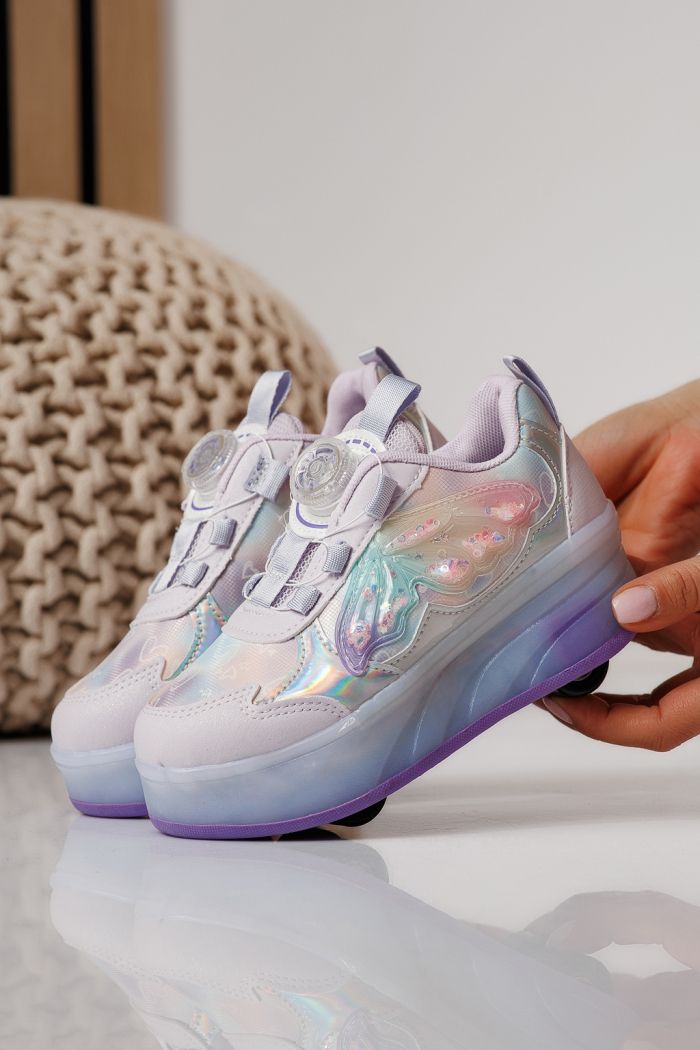 Adidasi cu role mov din material textil Helys3 #24868