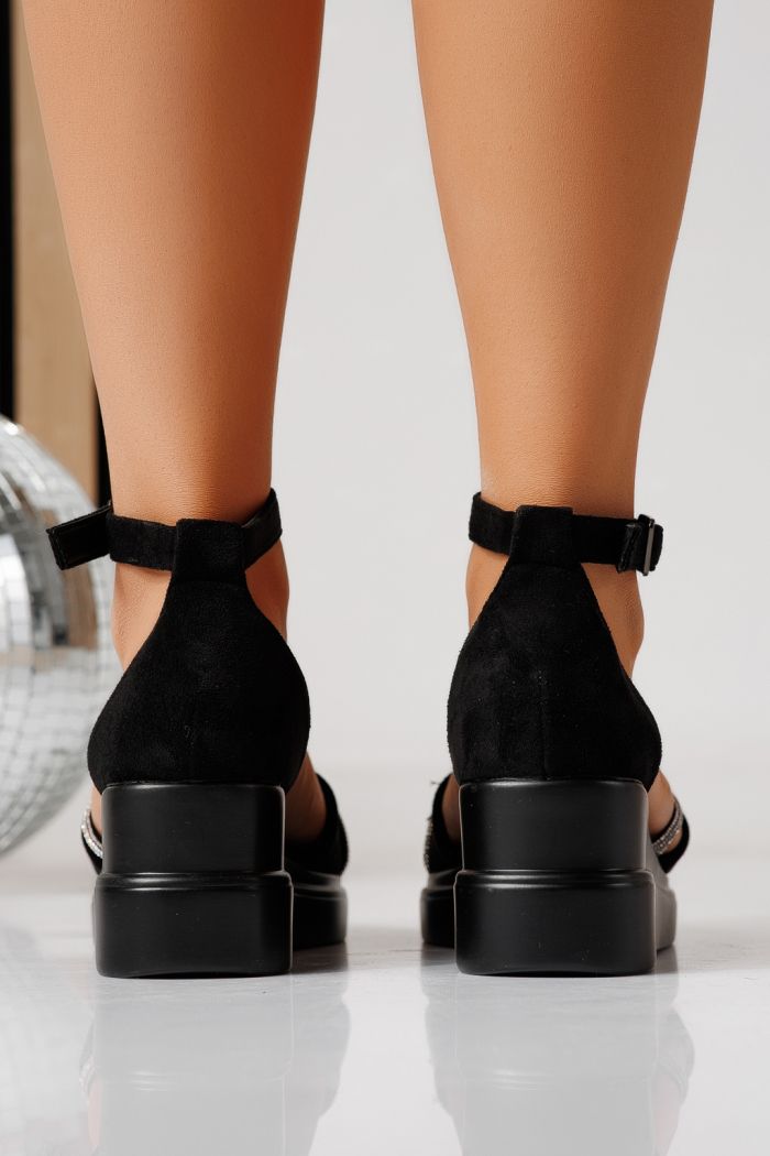 Sandale cu platforma dama negre din piele ecologica intoarsa Althea #24852
