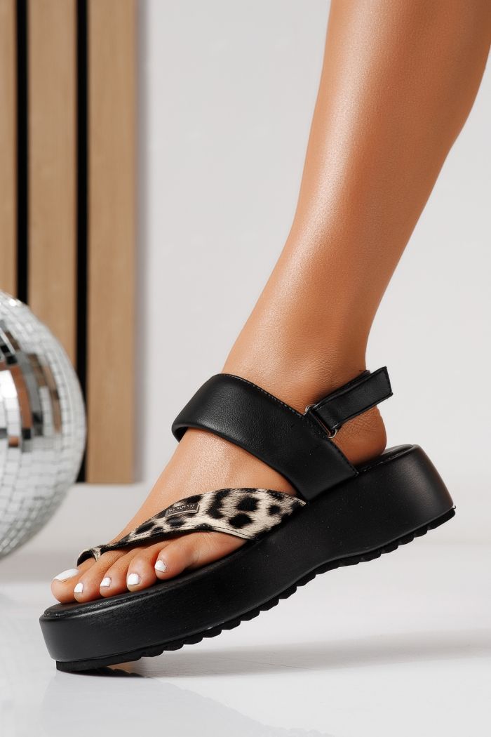 Sandale cu platforma dama leopard din piele ecologica Feline #24766