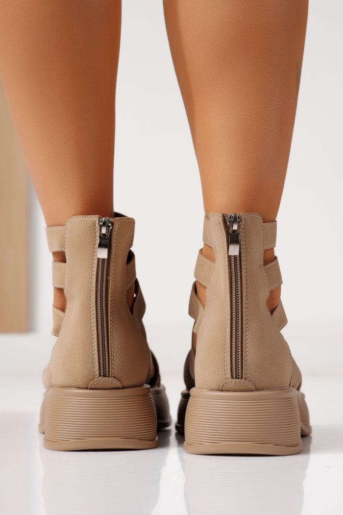 Sandale cu platforma dama khaki din piele ecologica Irina #24828