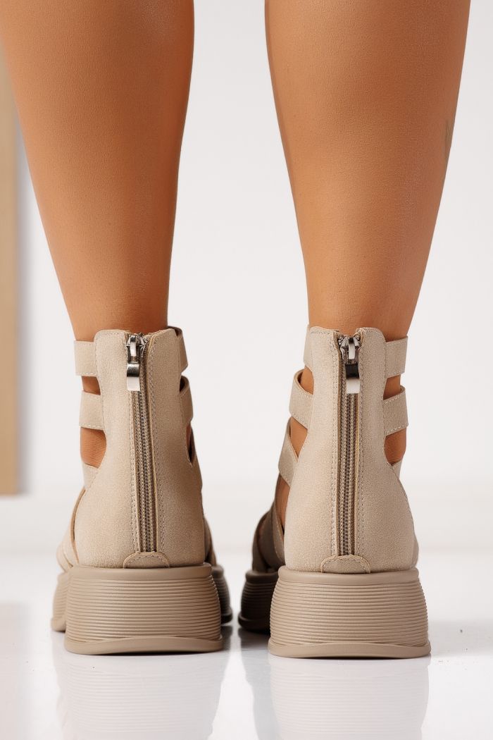 Sandale cu platforma dama bej din piele ecologica Irina #24827