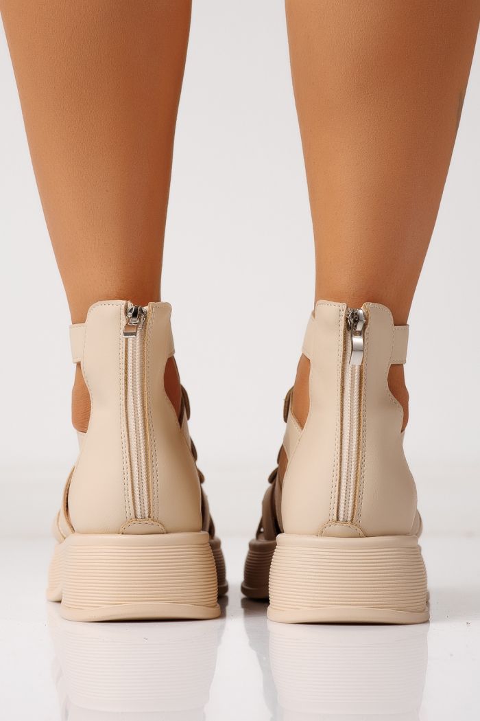 Sandale cu platforma dama bej din piele ecologica Sabina #24836