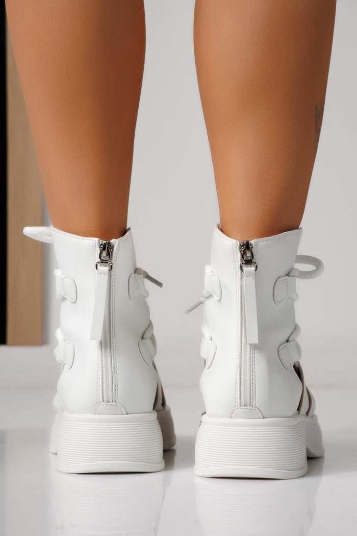 Sandale cu platforma dama albe din piele ecologica Melina #24832